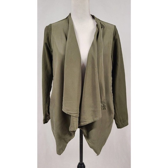 BLANKNYC Drape Front Cardigan Jacket Olive Green Linen Blend Women's Size XS EUC - Picture 2 of 9